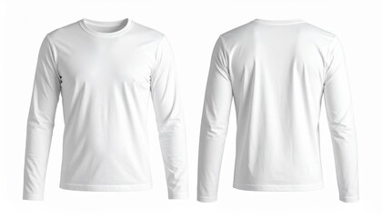 Blank long sleeve T Shirt template front and back view on white background
