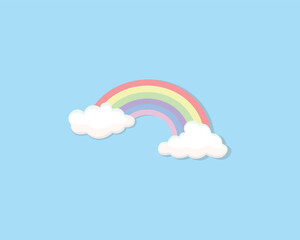 Rainbow icon. Clouds and rainbow icon. Colourful half rainbow icon. Vector Ilustration