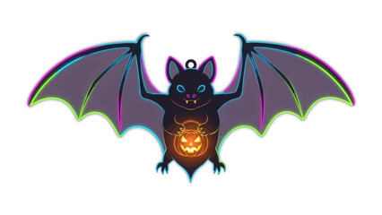 Halloween Bat Illustration: A vividly colored bat with intricate details takes center stage, its wide wings and striking design promising to ignite your imagination with playful, spooky vibes.