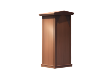 Isolated Wood Furnitur? Stand with D?corativ? Acc?nts in Warm Lighting Against Black Background for Display and Storag? Purpos?s in Transparent Background