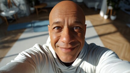 Man taking selfie indoors.