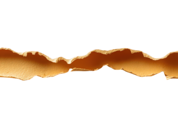 Torn Ripped Brown Paper with Golden Layer on Transparent Background Abstract Design Horizontal Texture Paper Edge and Rips in a Horizontal Line Center View Perfect for Collage or Digital Paper
