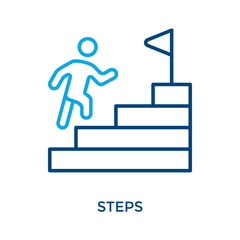 Steps Icon Outline Color Style. Vector Illustration For Graphic Design