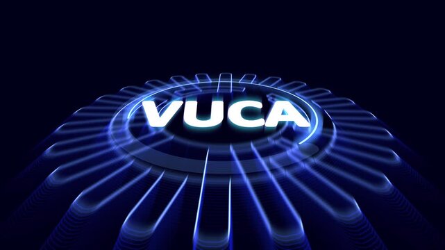 VUCA world concept. Volatility, uncertainty, complexity, ambiguity embraced bya hand
