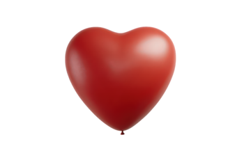 Glossy Red Heart Shaped Object Floating on Transparent Background Valentine Theme Romance Passion Symbolism Holiday Celebration Love and Affection Rendered Style Minimalist Design
