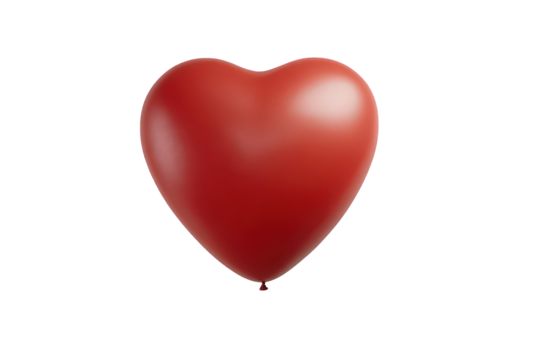 Glossy Red Heart Shaped Object Floating on Transparent Background Valentine Theme Romance Passion Symbolism Holiday Celebration Love and Affection Rendered Style Minimalist Design