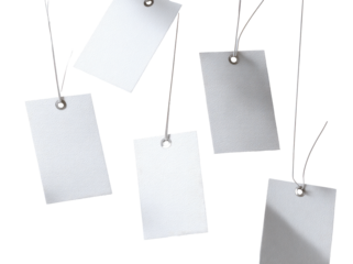 Blank white tags hanging