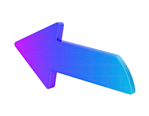 3D rendered arrow, pointing left, with gradient color and slight perspective
