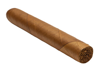 Hand-rolled brown cigar isolated on a clean backdrop, premium tobacco product for relaxation and enjoyment