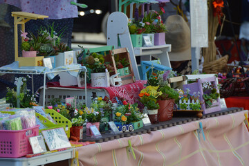 A scene from a spring street event, a flea market /...