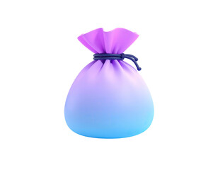 Rendered 3D sack, tied at the top, with blue to purple gradient coloring