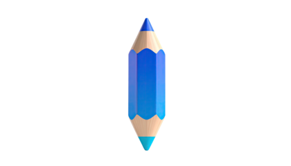 A symmetrical double-tipped blue pencil floats against a black background