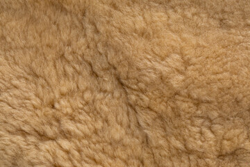 The texture of sheep's wool and faux fur in beige tones