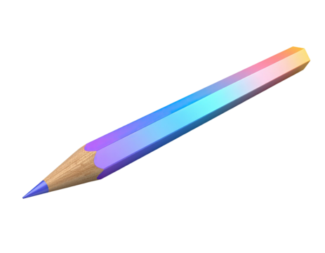 A vibrant, multicolored pencil with a wooden tip, isolated on black