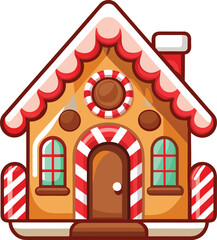 Christmas Gingerbread Villages pointed roof gingerbread house with candy stick pillars