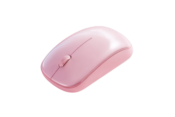 Pink Wireless Mouse Isolated on Transparent Background Computer Peripheral Accessory Pointing Device Electronic Equipment Technology Input Device Comfortable Design Ergonomic Shape Close Up