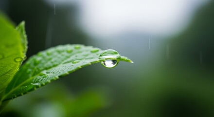 Macro Raindrop on a Leaf