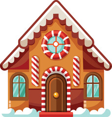 Christmas Gingerbread Villages cozy cookie cottage with snow covered roof and windows