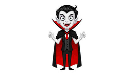 Cartoon Vampire: A charming cartoon vampire stands, his cloak billowing, his fangs bared. A spirited and fun representation.