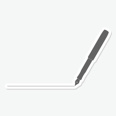 Business fountain pen with line icon sticker isolated on gray background