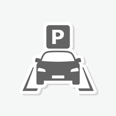Car parking icon sign sticker isolated on gray background