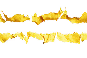 Golden Torn Paper Edges on Transparent Background Material Texture with Fragmented Ripped Patterns for Graphic Design and Layering Projects Adds an Artistic Touch to Media Aesthetic