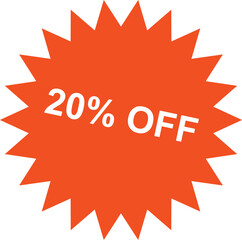 Eye Catching Twenty Percent Off Promotion Sticker for Retail Sales and Marketing Campaigns Promotion Special Offer
