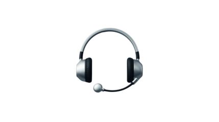 Realistic Isolated Silver Over Ear Headset with Microphone Technology Style