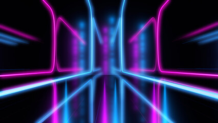 Dark abstract background with ultraviolet neon glow