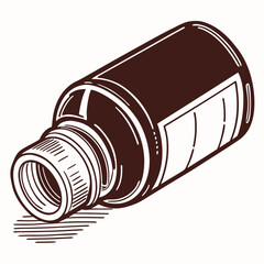 Vector art of detailed vector illustration of a medicine dropper bottle lying on its side, perfect for medical, pharmaceutical, or cosmetic themes