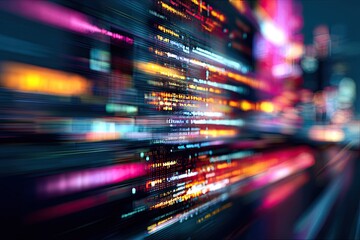 Abstract blur of multi-colored streaks and lines creating a sense of speed, motion