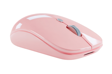 Sleek Pink Wireless Mouse Close Up on Transparent Background for Technology and Design Concepts Minimalist Aesthetic with Glossy Finish Smooth Lines Ergonomic Shape