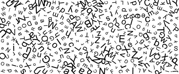 Background from flying black letters