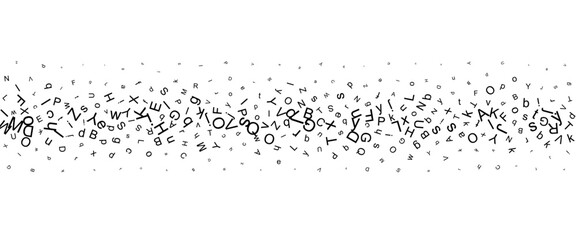 Horizontal divider from flying black letters