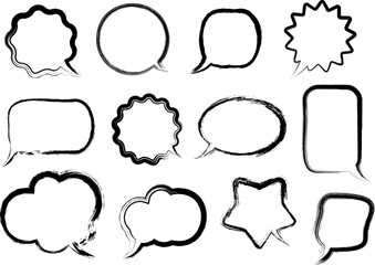 Bubble chat design elements from ink brush strokes