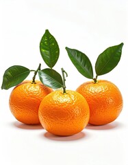 Three fresh oranges with leaves (3)