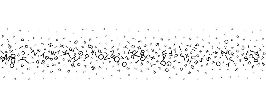 Horizontal divider from flying black letters