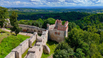 Tenczyn Castle, Poland, aerial drone view