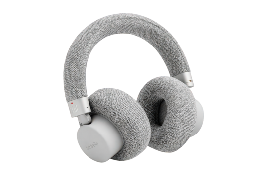 White Headphones with Speckled Texture on Transparent Background Close Up Studio Shot Minimalist Design Audio Equipment Music Listening Device Wireless Headset Modern Technology - Powered by Adobe