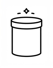 Simple, outlined cylinder container, gleaming top