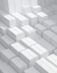 Obraz premium Abstract geometric arrangement of white boxes