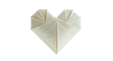 Origami heart isolated on transparent background, folded paper art for love and Valentine s Day themes