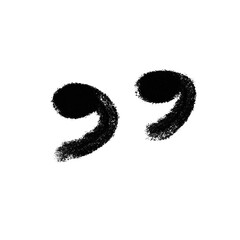 Hand drawn quotation mark isolated on transparent background with rough edges