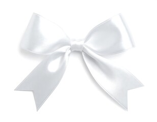 Naklejka premium Elegant white satin ribbon bow