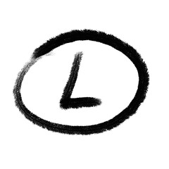 Letter l in a circle isolated on transparent background, hand drawn alphabet