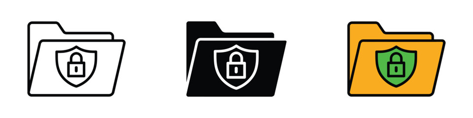 File folder security icon vector. secure data folder, protecting sensitive information advanced encryption and data protection symbol. vector illustration.