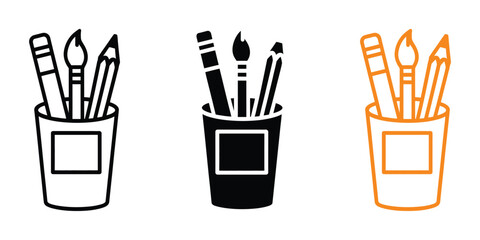 Pen holder icon vector. Essential art supplies symbol. vector illustration.