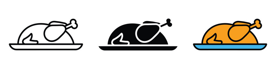 Roasted turkey, Peking duck food icon vector. Thanksgiving feast celebration symbol. vector illustration.