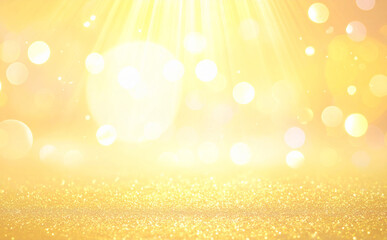 黄色の光と輝きが広がる幻想的で美しい背景