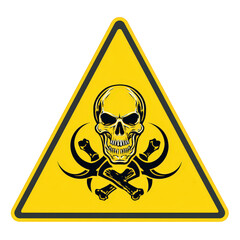 Hazardous Material Yellow Triangle Warning Sign with Skull and Crossed Swords on Transparent Background Vector Design
